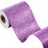 FunStick Violet Purple Glitter Wallpaper Border Peel and Stick Wall Border Trim Removable Room Mirror Border Peel and Stick Purple Glitter Contact Paper for Walls Decor Bulletin Board Fabric 3.9