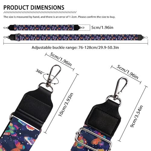 Image of Talayituse Colorful Butterfly Spot Print Shoulder Strap Wide Purse Bag Strap Adjustable Replacement Belt Luggage Crossbody Shoulder Bag Strap for Women Girls, 1 Pack
