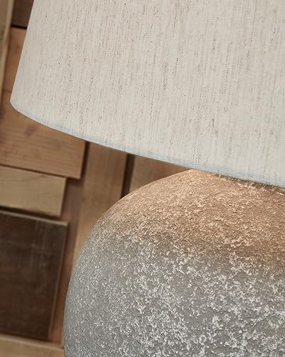 Signature Design by Ashley Dreward Table Lamp, Distressed Faux Stone Look, Textured Metal and Paper Composite Construction, for Living Room Consoles and Bedside Decor, Distressed Gray, 26" Tall - image 4