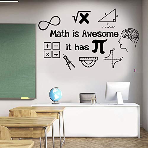 Rownocean Math Wall Decal, Math Is Awesome, Removable Vinyl Stickers For Classroom Students Math Teacher Gift, Mathematics Symbols Murals For Bedroom Study Room (26.8" X 16.5") #TOP3