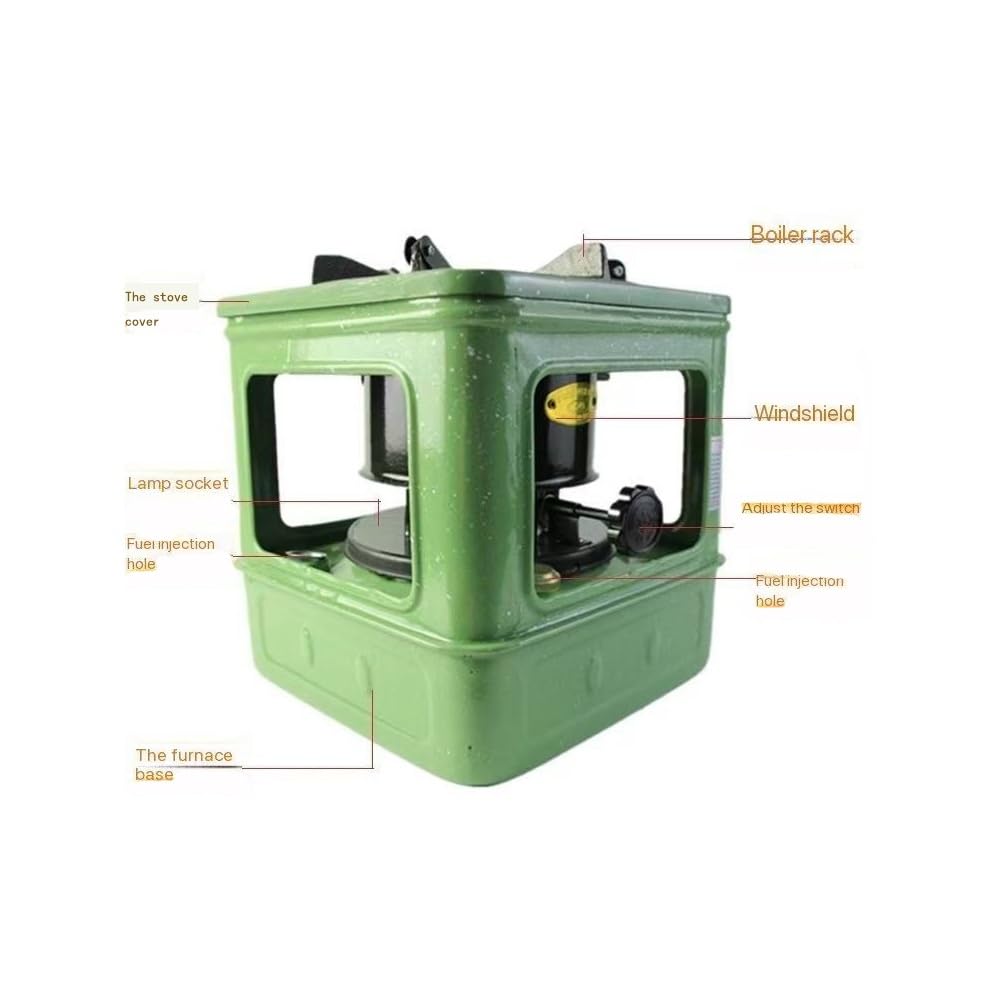 Poêle Pétrole 10 Mèches Extérieur, Autonomie 8H Réchaud Camping Ventproof pour BBQ Chasse Urgence, Chauffage Diesel Portable Intérieur/Extérieur 3-5 Personnes