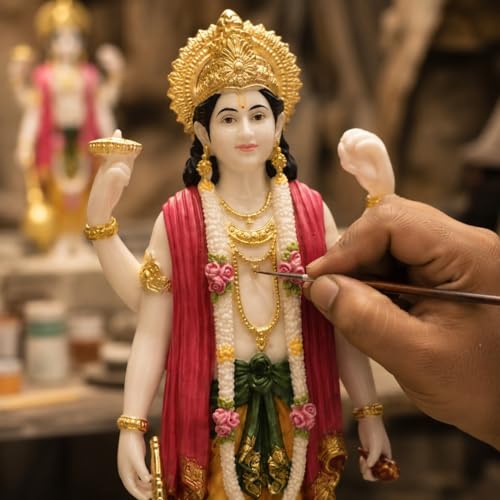 Image of ARMONIA Premium Lord Vishnu Idol for Home Decor - 15.7 Inch Handmade | Venkatesh Narayan Murti | Marble Dust Statue with Detachable Gada for Home Temple |Best Spiritual Gift for Wedding & Housewarming