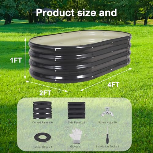 GoCampDirect 120 x 60 x 30 cm Hochbeet Pflanzbeet Frühbeet Gartenbeet Pflanzkübel Pflanzkasten Blumenkasten Gemüsebeet Blumenbeet Holzfarbe Verzinkter Stahl（1 Pakete）