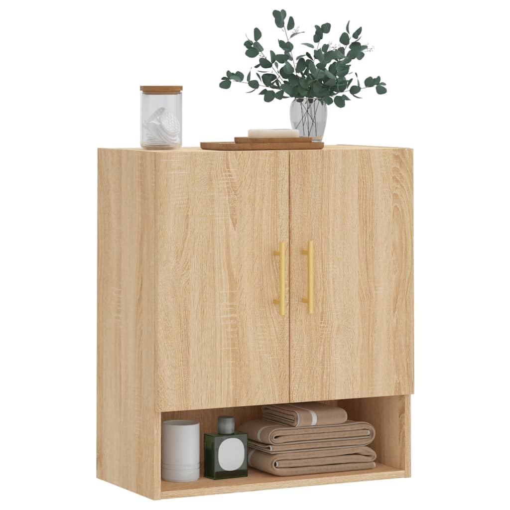 Armario de pared de roble Sonoma, 60 x 31 x 70 cm, de material derivado de la madera, con espacio de almacenamiento para sala de estar y pasillo