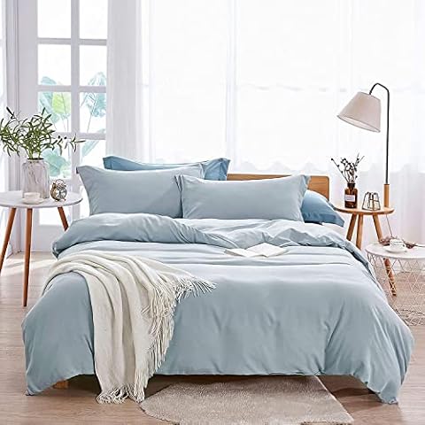 Dreaming Wapiti Duvet Cover,100% Washed Microfiber 3pcs Bedding Duvet Cover Set,Solid Color - Soft and Breathable with Zipper Closure & Corner Ties (Baby Blue,California King) Cover