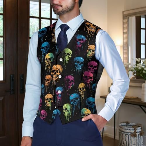 Mens Formal Suit Vest Casual V-neck Slim Fit Button Classic Button Sleeveless Breasted Waistcoat for Party Tuxedo3