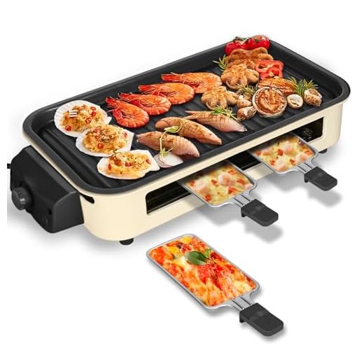 Electric Indoor Grill 1500W, YOHAWJAN 2 in 1 Smokeless Indoor Grills with Non-stick Removable Grill & Griddle Plate, Temperature Control, Portable Korean BBQ Grill with 3 Raclette Cheese Pans