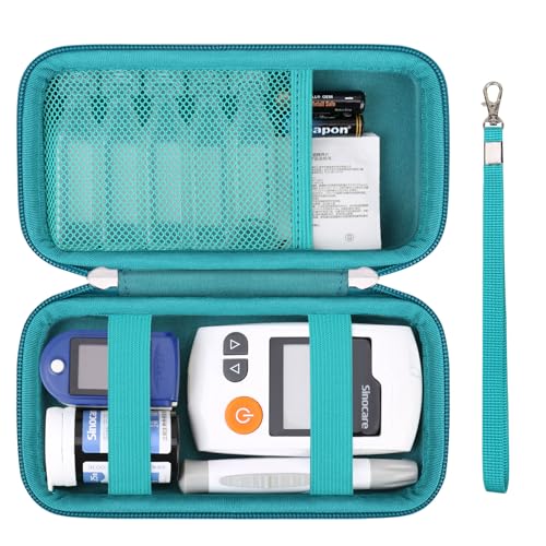 Supmay Étui rigide pour fournitures pour diabétiques - Sac de transport pour test de diabète - Moniteur de glycémie avec bandelettes de test de glycémie - Lancettes - Vert + vert