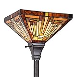 Capulina Tiffany Floor Lamp Stained Glass Torchiere Mission Shape W12xH70 inch Decor for Living Room Bedroom