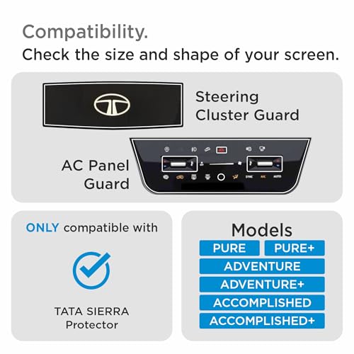 Image of SPARTAN SHIELD COMBO Screen Guard For TATA SIERRA 2026 || SMART+, PURE, PURE+, ADVENTURE, ADVENTURE+, ACCOMPLISHED & ACCOMPLISHED+ || AC Panel + Steering Cluster Protector || Anti Scratch | Water Resistant | HD Clarity || Tata Sierra 2025 Car Accessory [NOT TEMPERED GLASS]