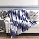 Ponvunory Large Flannel Fleece Waffle Textured Plush Ombre Throw Blanket(50'x70', Blue) - Super Soft...
