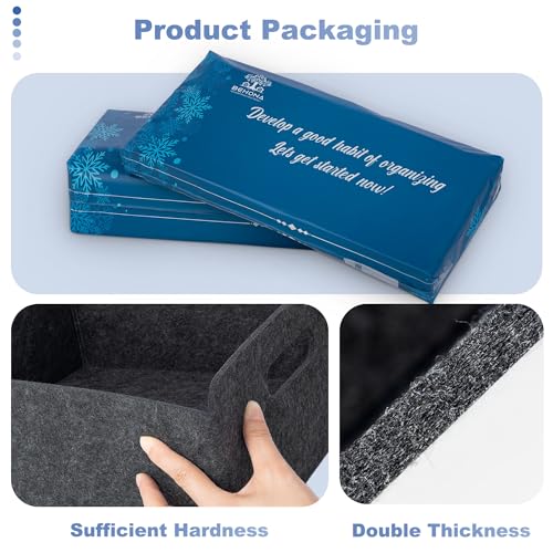 BEHONA Filzkorb Aufbewahrungskorb aus Filz, Organizer Box für Schrank & Regal, Faltbarer Aufbewahrungskorb, Filzbox für Zuhause und Büro, Schwarz ( 2 Stück )