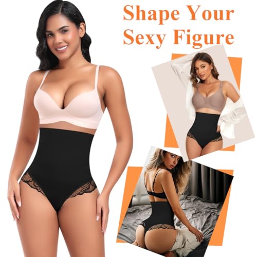 Image of Werena Tummy Control Thong Shapewear for Women High Waisted Body Shaper Panties Shaping Thong Girdle Underwear