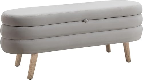 Miniatura 8 de Hommoo Banco otomano de almacenamiento de 44.8 pulgadas, banco de almacenamiento moderno para el extremo de la cama, banco de almacenamiento de tela