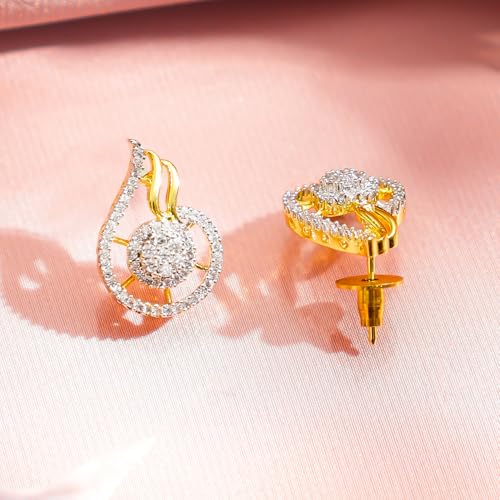 Image of Rubans Pendant Necklace Set American Diamond and Zirconia Gift Jewellery for Women & Girls
