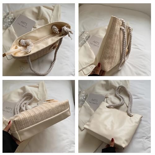 Bolso tejido para mujer, tote de playa miniatura 4