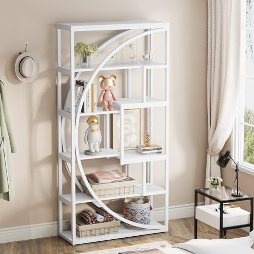 Image of Tribesigns Bookshelf, Modern 5-Tier Etagere Bookcase, 70.8 inch Tall Bookshelf with 8 Open Storage Shelf, Book Shelf Display Tack Shelving Unit for Home Office Living Room, White