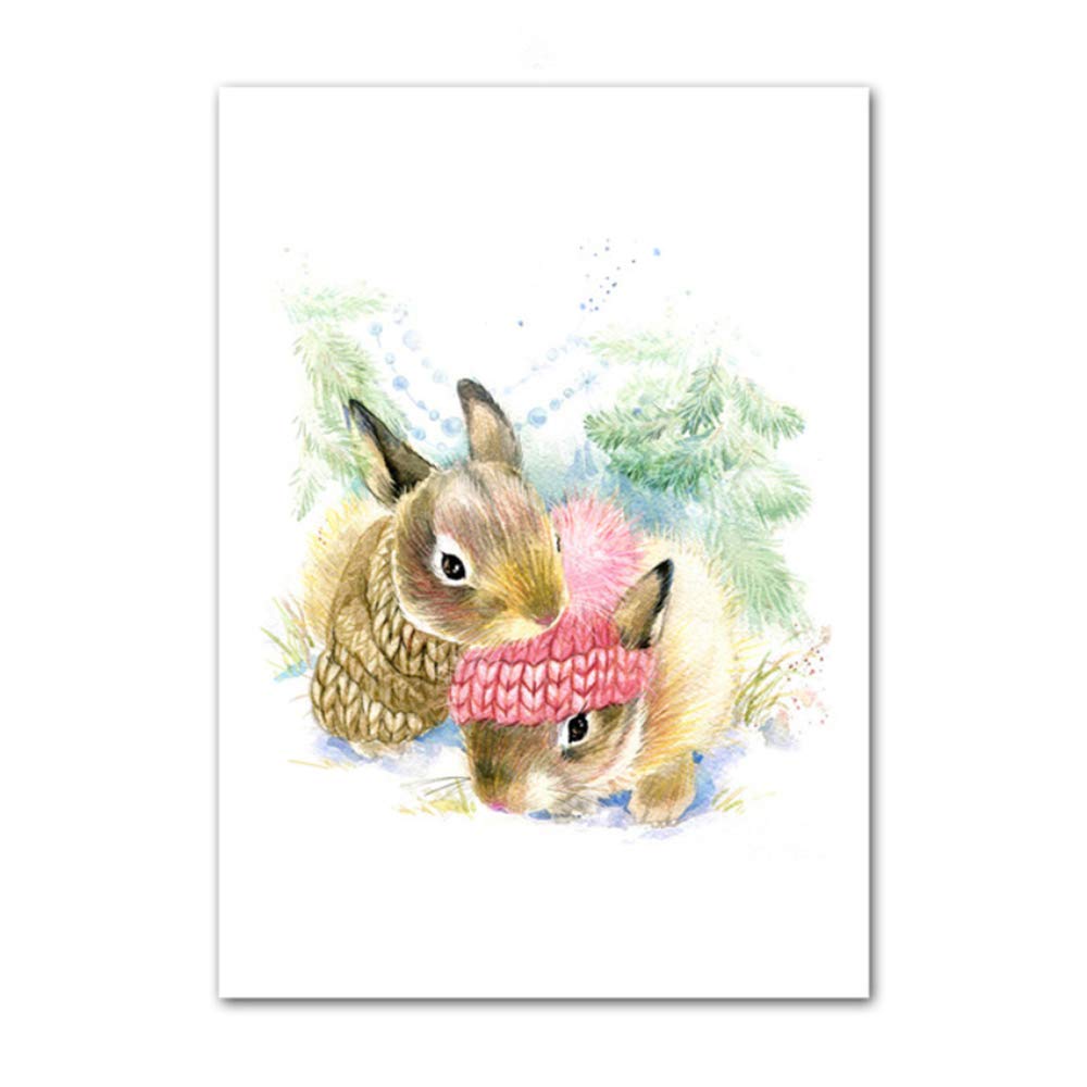 Imprimir Pinturas en lienzo Arte de la corona del conejo Carteles y pinturas de animales para la sala de estar Arte de la pared Cuadros decorección 40x60 cm x3 /15.7 "x 23.6" Con marco