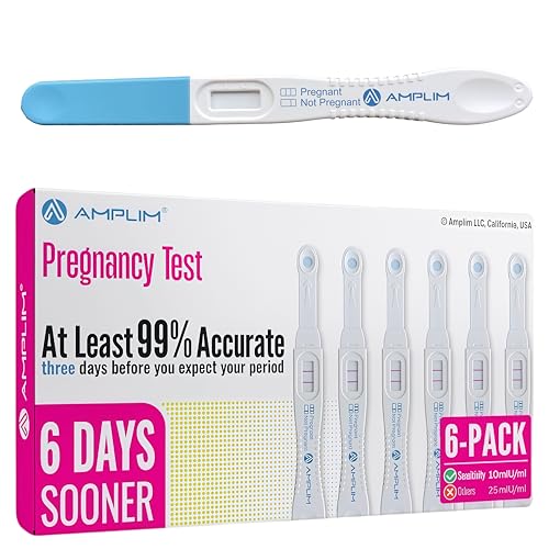 Amplim Pregnancy Test 6 Pack – Early Detection HCG Urine Test for Women, High Sensitivity, Rapid Home Midstream Test, Clear & Accurate Results, Easy to Use, Reliable & FSA HSA Eligble