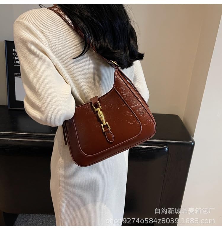 Women's Burgundy Bag PU Leather Clasp Zipper Shoulder Bag Small Wine Colored Purse Vintage Crossbody Bag3