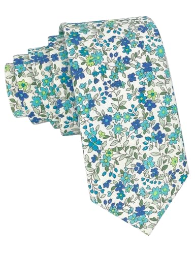 Image of Kebocis Mens Skinny Cotton Floral Tie for Men