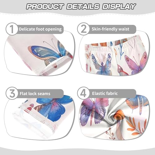 Toddler Girls Leggings Printed Yoga Pants Leggings Light Pink Watercolor Butterfly for Kids3