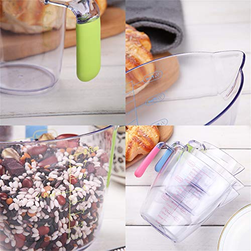 juehu 3-delige plastic maatkan, Plastic maatbeker, maatkan Set Transparante plastic kan Set voor Keuken, Meetbekers en Lepels Set, 200ml, 400ml, 900ml, Voeg 5stuk Kleur Meetlepel - Image 5