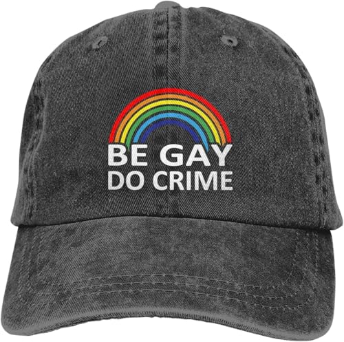 Product Image of the Be Gay Do Crime Hat Funny Cotton Hats Adjustable Vintage Cowboy Baseball Cap for Men Women