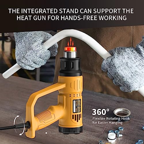 Heat Gun, TGK® 1800W Heavy Duty Hot Air Gun Kit 662℉ & 1112℉ Dual Temperature Settings with 4 Nozzle Attachments Overload Protection for Crafts, Shrink Wrapping/Tubing, Paint Removing, Epoxy Resin by TGK - Image 6
