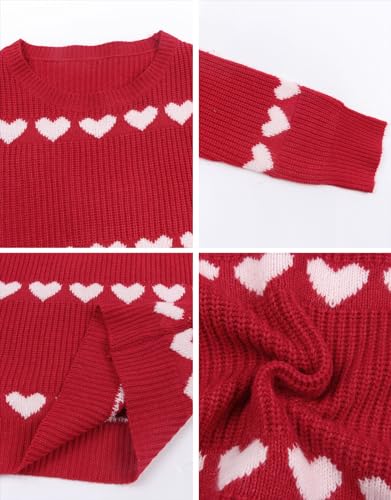 Image of Alsol Lamesa Women's Fall Pullover Sweaters Cute Hearts Long Sleeve Crewneck Casual Knitted Sweaters, Large