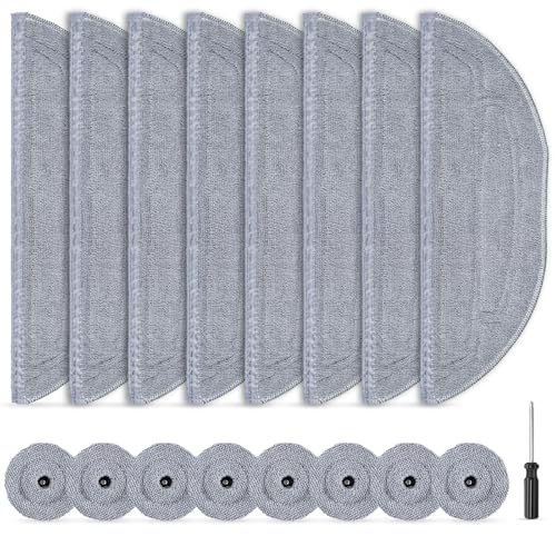 16 pièces de lingettes pour robot aspirateur Roborock S8 Maxv Ultra, accessoires de lingettes en microfibre VibraRise 3.0, 8 lingettes et 8 lingettes pour les...