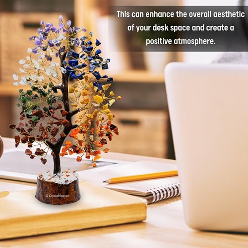 Image of Certified Crystal Tree for Good Luck Items for Home Decor - Authentic Seven Chakra Crystal Tree for Positive Energy and Harmony - Elegant Feng Shui Ornament for Living Room