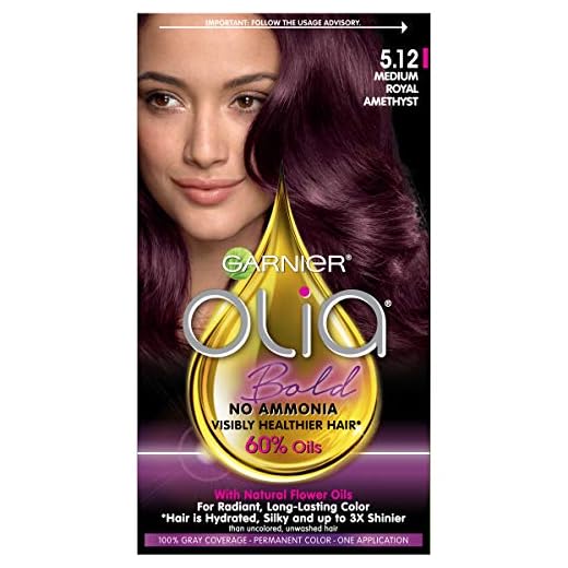 Garnier Olia Bold Ammonia Free Permanent Hair Color (Packaging May Vary), 5.12 Medium Royal Amethyst, Purple Hair Dye, Pack of 1