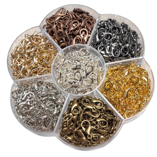 Chenkou Craft 1 Box Around 560pcs 7 Colors Lobster Clasp Jewelry Making Repairing (12X7mm)