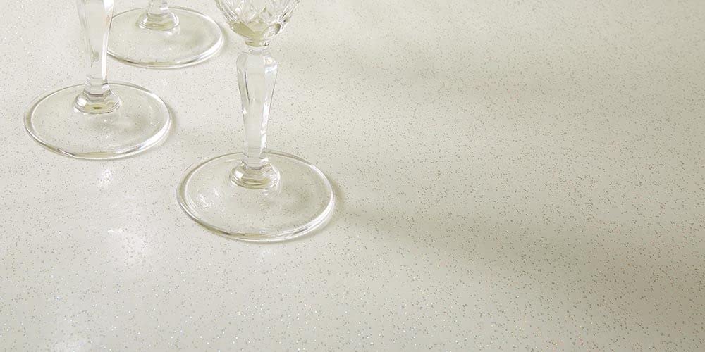 Jolee Glitter Plastic Table Cover | Sparkly White Vinyl | PVC Outdoor Table Cloth For Parties, Celebrations And Gatherings | Wipe Clean Table Protector | Party Table Cover For Any Size Or Shape Table