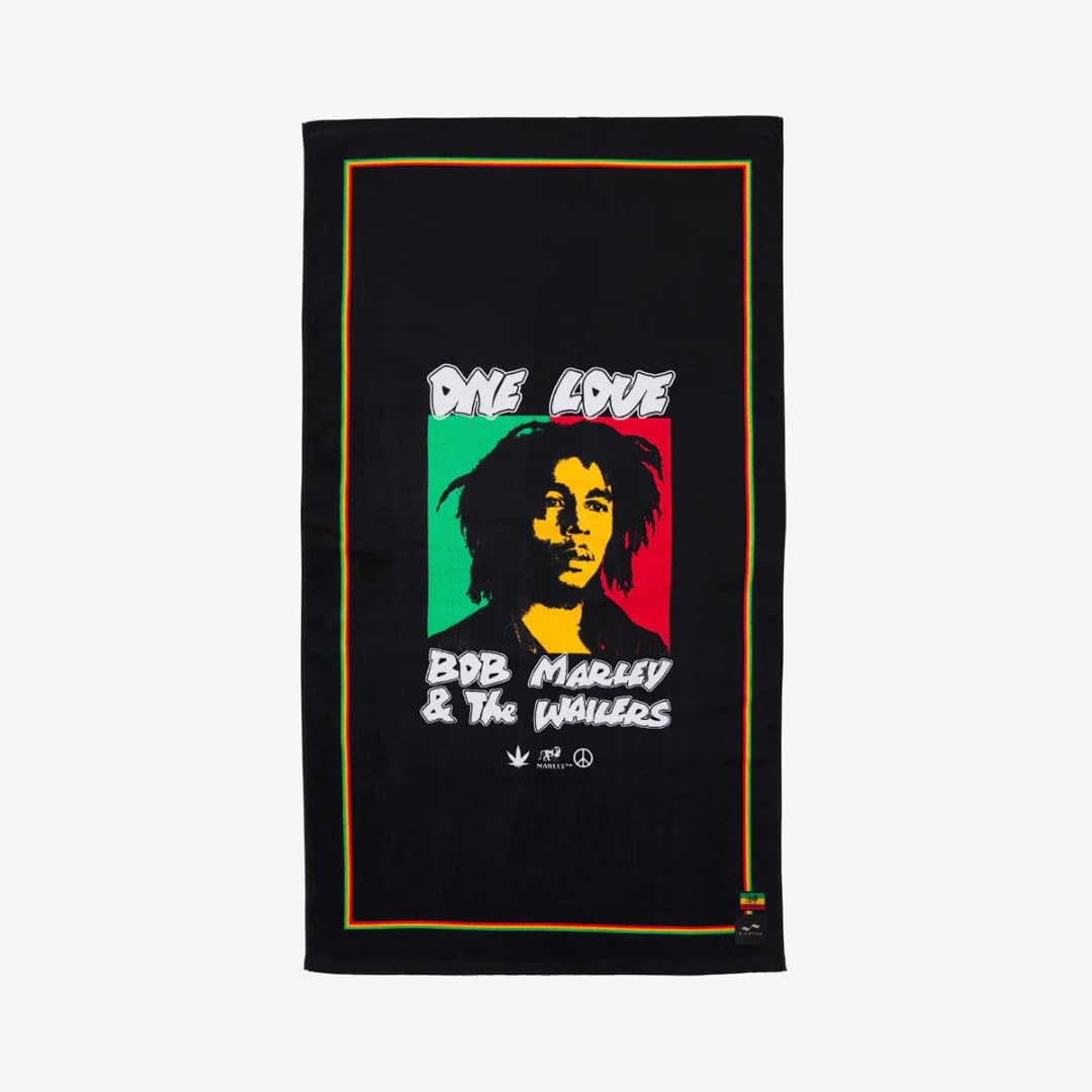 Slowtide | Bob Marley One Love Beach Towel | Features Drawcord Loop for Quick Drying | Perfect for The Beach, Pool, Lake & Wherever Your Adventures Take You | 100% Cotton | Size - 30 x 60 in