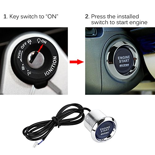 image for Qiilu Keyless Ignition Kit, Universal 12V Car Vehicle Engine Start Pus