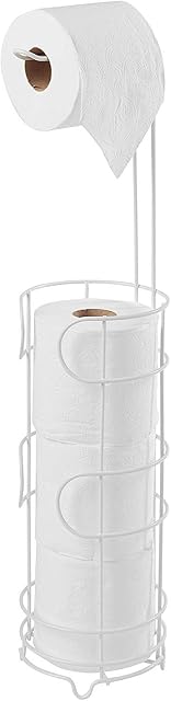 simplywire  Freestanding Toilet Roll Holder with Storage - White