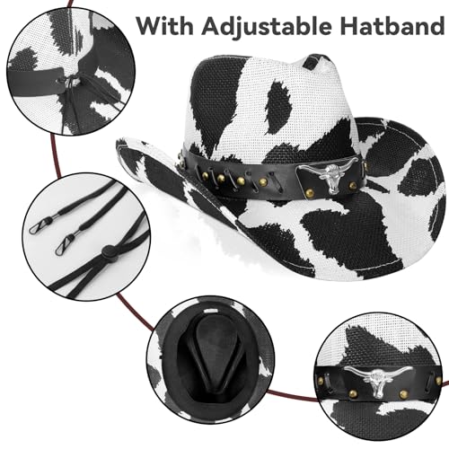 Image of WQWOVRVO Cowboy Hat,Cowgirl Hat,Western Cowboy Hats for Women /Mens /Straw Wide with Shapeable Brim Cowboy Hat for Womens