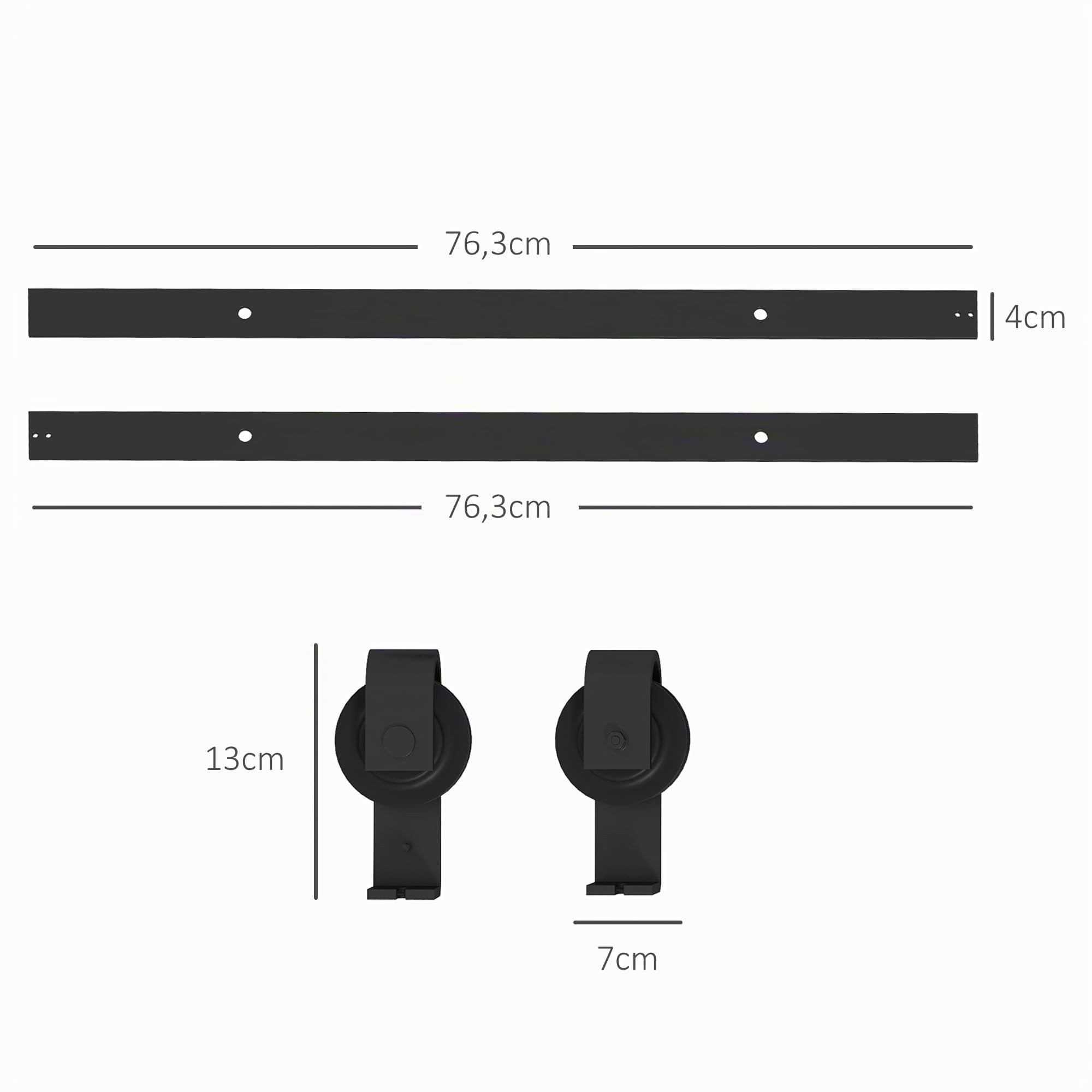 HOMCOM Kit de riel para puerta corredera plegable 5FT/153CM pesado | Kit de puerta corredera, para 2 puertas, colgador en forma de J