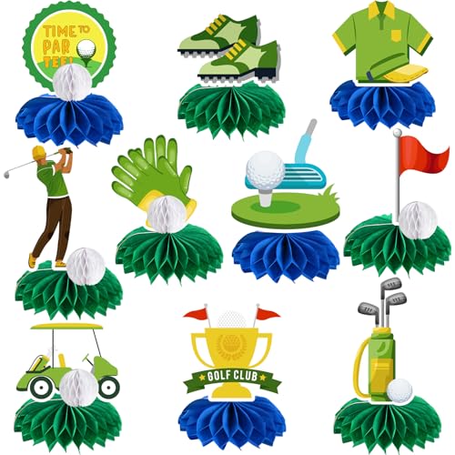kockuu 15Pcs Golf Centerpieces for Party Table Decorations, Double-sided Golf Ball Honeycomb for Masters Birthday Bachelor Party Decor Supplies Favors