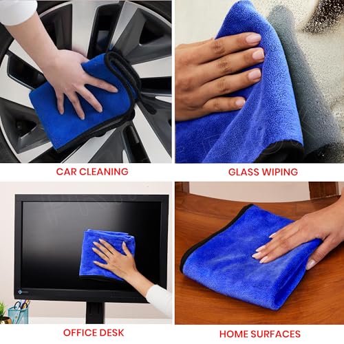 Image of PRIME PICK 500 GSM Microfiber Cleaning Cloth (35x85 cm) - Super Absorbent, Double-Sided Towel for Car, Bike & Auto Care Pack of 1 (Royal Blue)