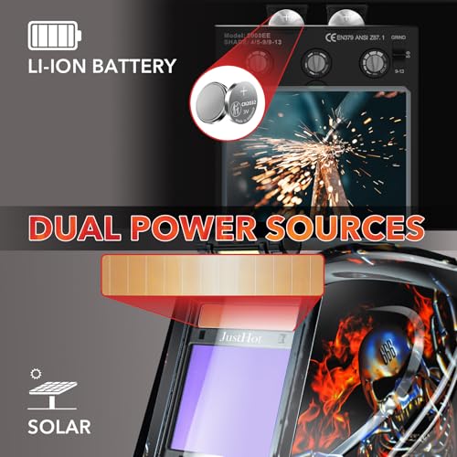 Image of Large Viewing Welding Helmet Auto Darkening Welding Hood with Light
