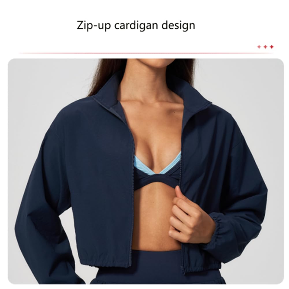 Abbigliamento sportivo asciugatura rapida completo elastico e traspirante | Giacca corta collo alto con zip protettiva dal sole abbinata a shorts 2-in-1 completo allenamento due pezzi leggero