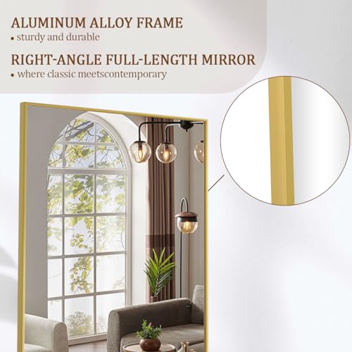 Koonmi 71"x26" Mirror Full Length, Standing Hanging or Leaning Against Wall Floor Mirrors, Full Body Floor Mirror for Bedroom Living Room, Gold