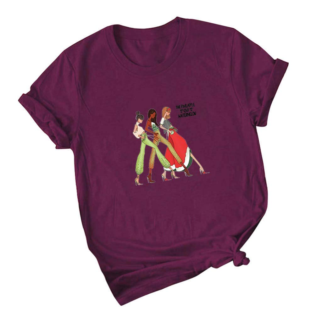 Fashion Womens O-Neck Short Sleeve Pocket Sack Plus Size Cotton Casual Top(WineRed,XXX-Large)