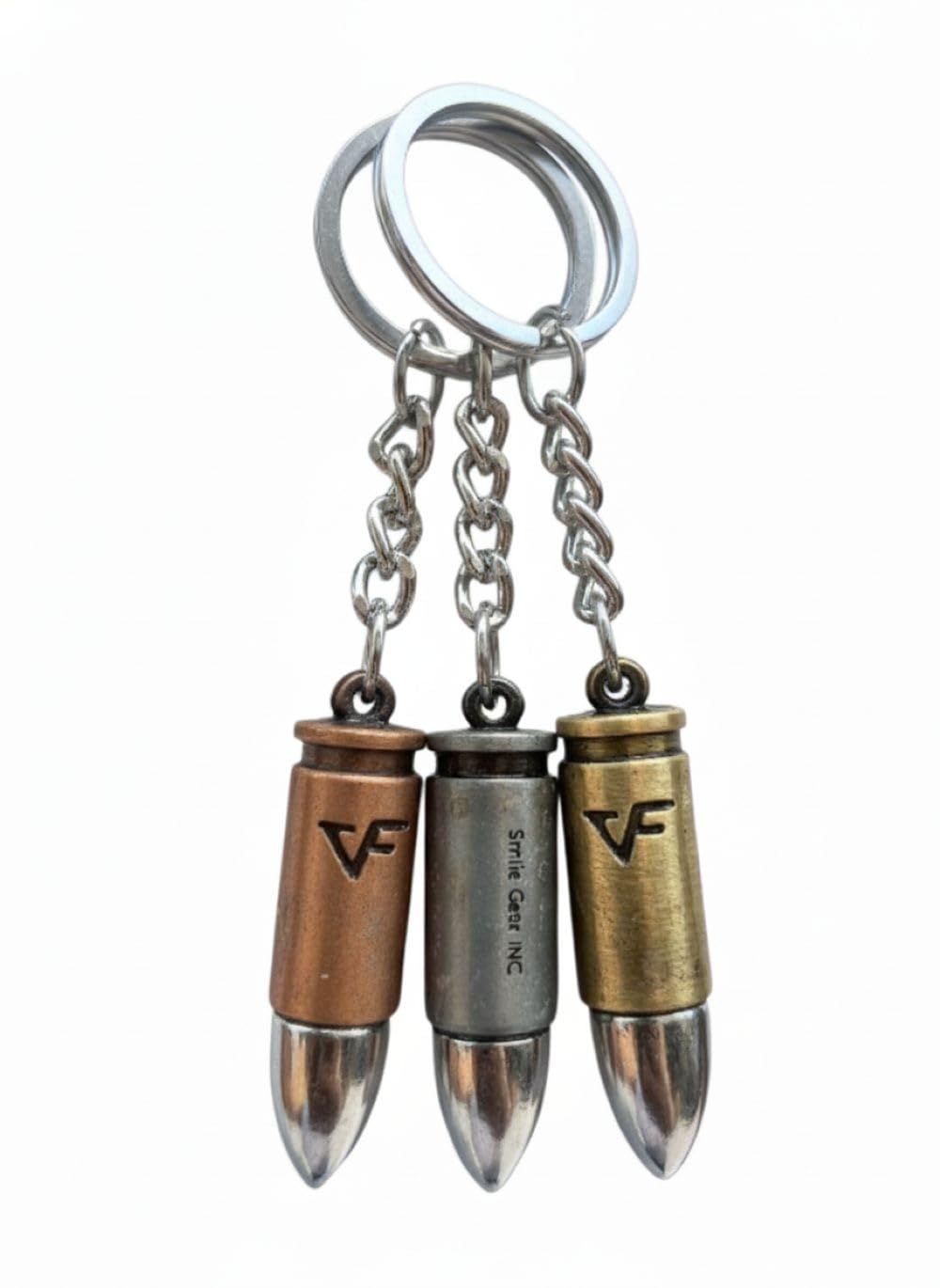 Bullet Shape Metal Keychain Set for Men, Heavy Duty Vintage Stylish Key Holder for Bike, Car & Office Use,Military Style, Brass steel and Copper colours, Set of 3-image-47