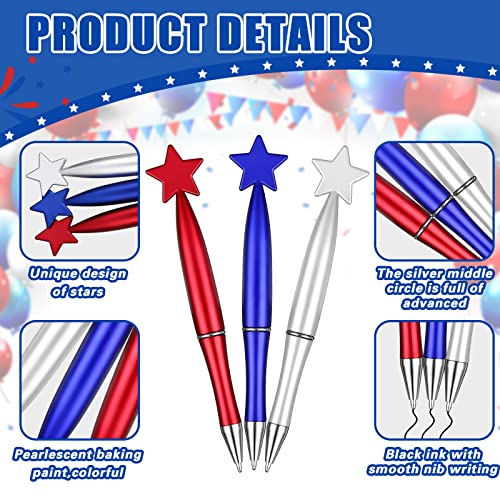 Crtiin 24 Pcs American Flag Ballpoint Pen Usa Patriotic Day Ink Pen Stars Retractable Pens 1 Mm Tip Black Ink Pen 4Th Of July Pens For Independence Day Veteran Swat Souvenir Party Favor #TOP2