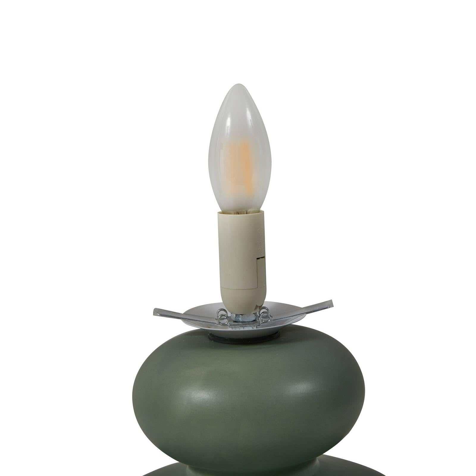 Lucande Tischlampe Fidelo (Skandinavisch) in Grün aus Keramik (1 flammig, E14) - Tischleuchte Schreibtischlampe Nachttischlampe Wohnzimmerleuchte