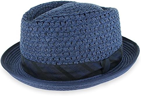 Belfry Malone - Open Weave Paper Straw Porkpie in Navy (Large, Navy) Apparel